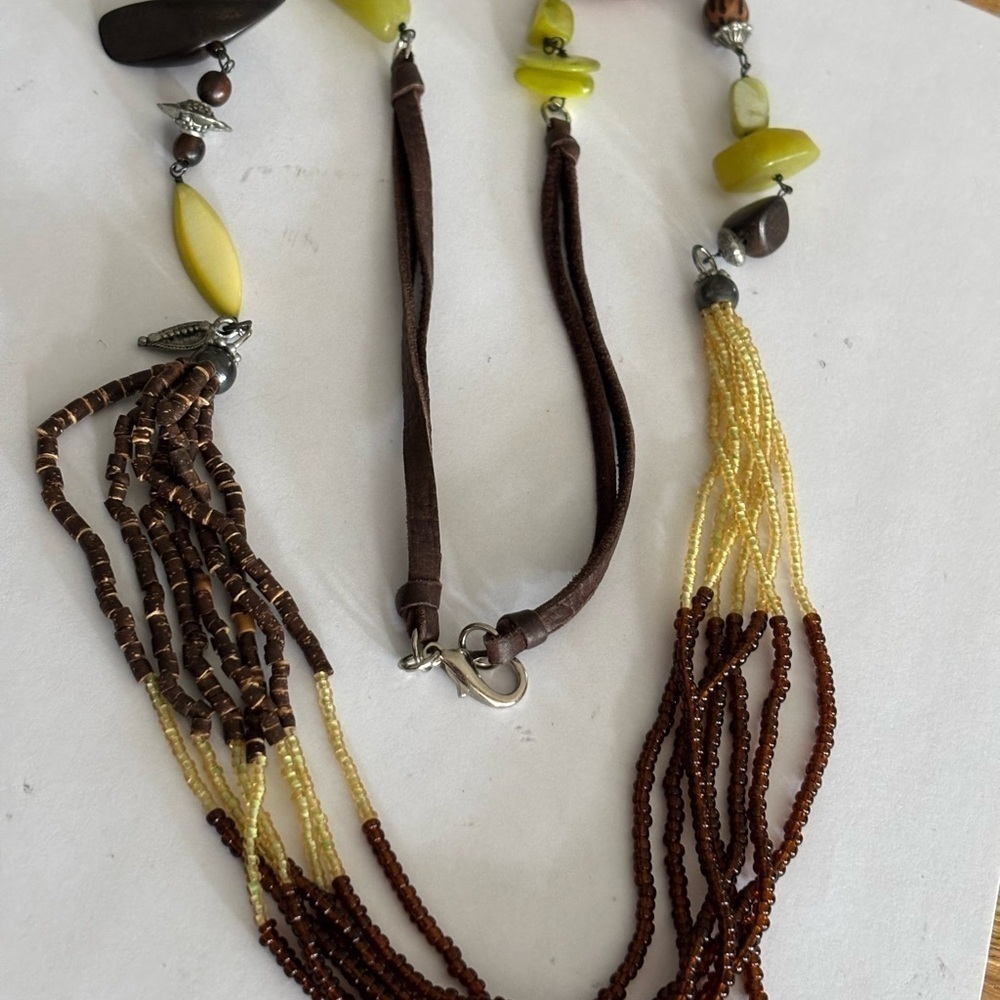 Vintage glass wood bead chain multi-strand necklace
34” - Picture 4 of 7